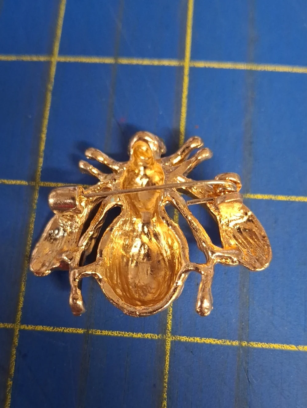 Gold-Tone Multicolor Enamel Bee Brooch Crystal Accents 1.5